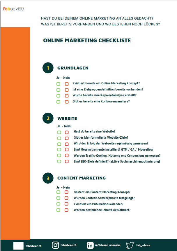 Online Marketing Checkliste